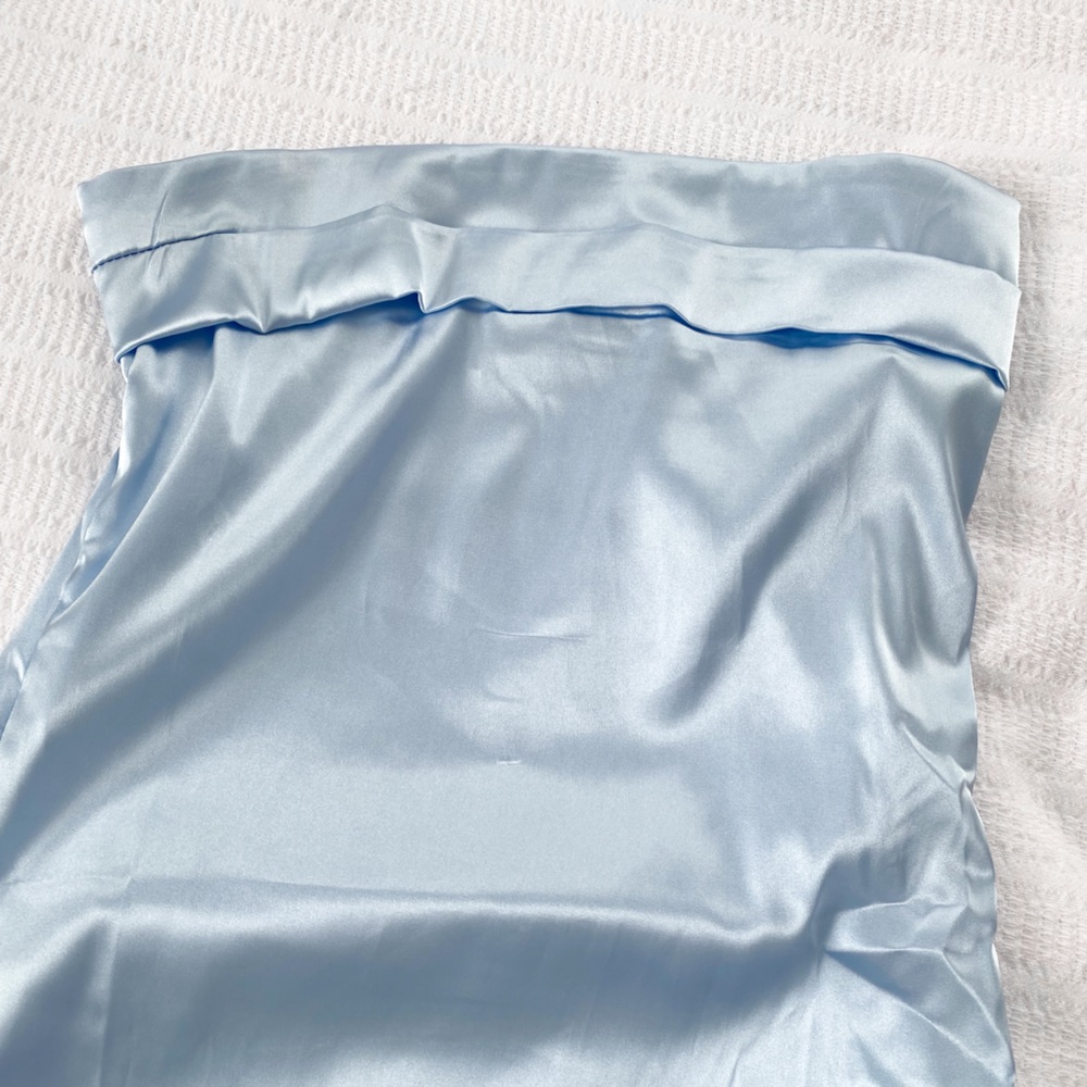 Blue Satin Strapless Eyecatcher MIDI Dress, Size Small - Picture 6 of 14